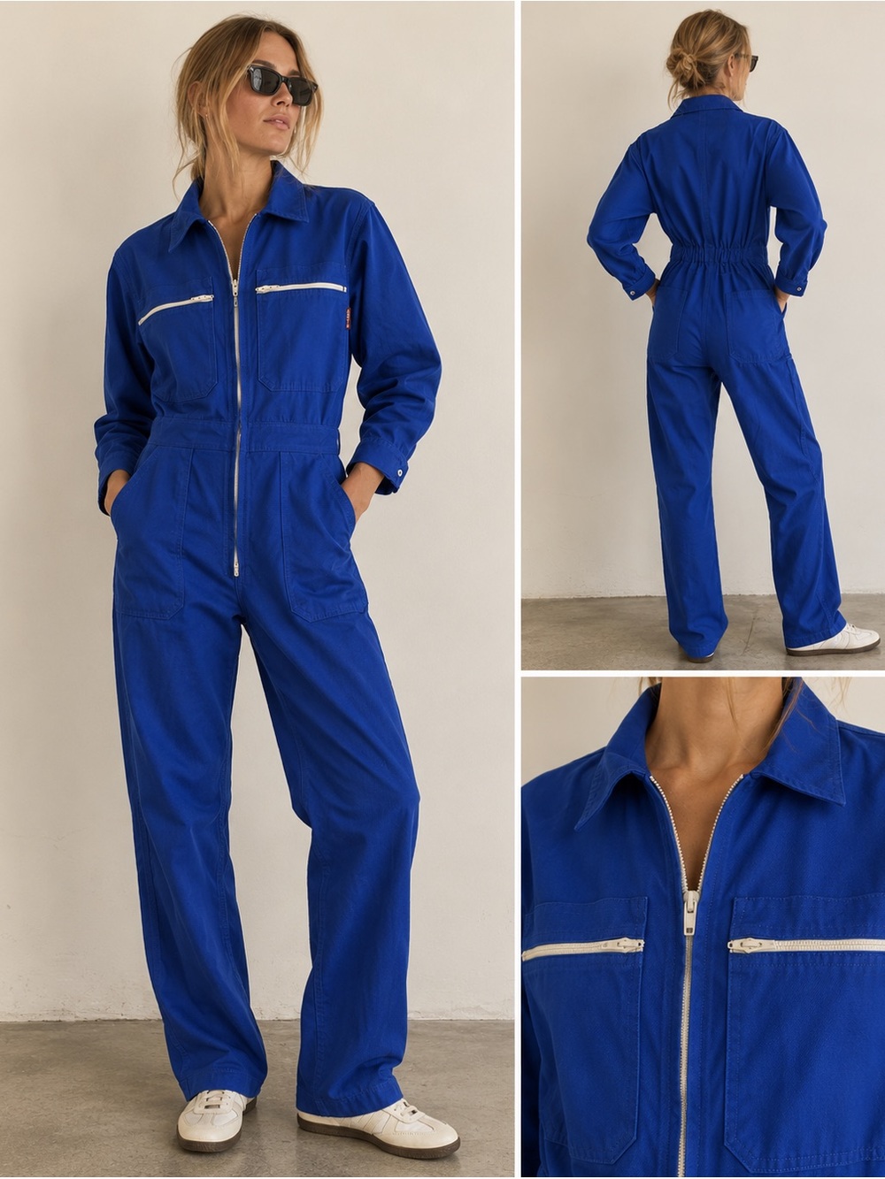 Vintage French Classic Blue Women's Coverall Jumpsuit Small